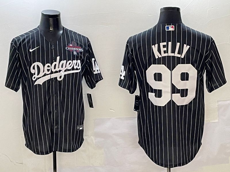 Men Los Angeles Dodgers #99 Kelly Black Stripe Jointly Name 2025 Nike MLB Jersey style 4